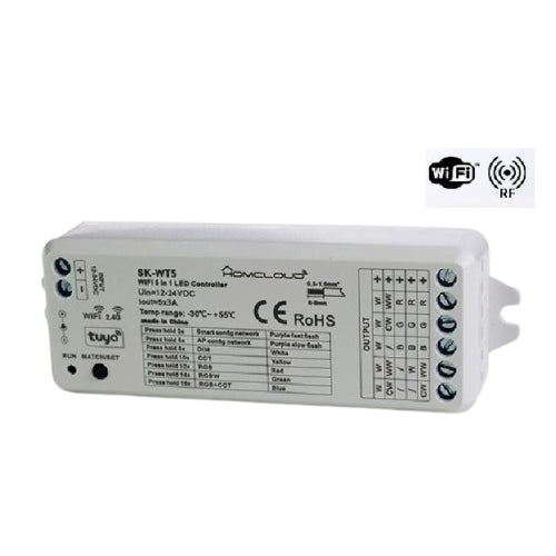 Ricevitore Dim 12/24V Dc, 5Ch*3A, Wi-Fi+Rf2.4G Rgb+Cct (Sk-Wt5)