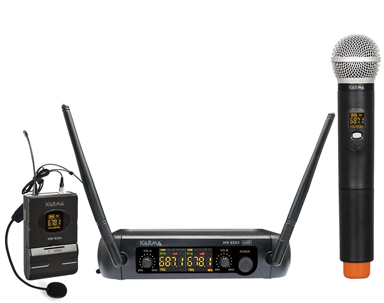Doppio Radiomicrofono Ad Archetto Uhf Set 8202Pl (Palmare+Archetto)