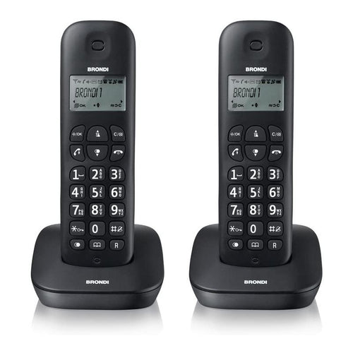 Brondi Gala Twin (Nero)  Telefono Cordless Doppio  Eco Dect  Sveglia