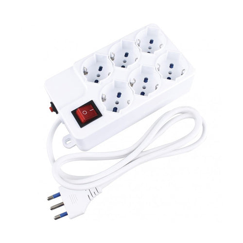 Vultech Mu03  Multipresa Bipasso 6 Ingressi Con Tasto On/Off E Funzione Overload