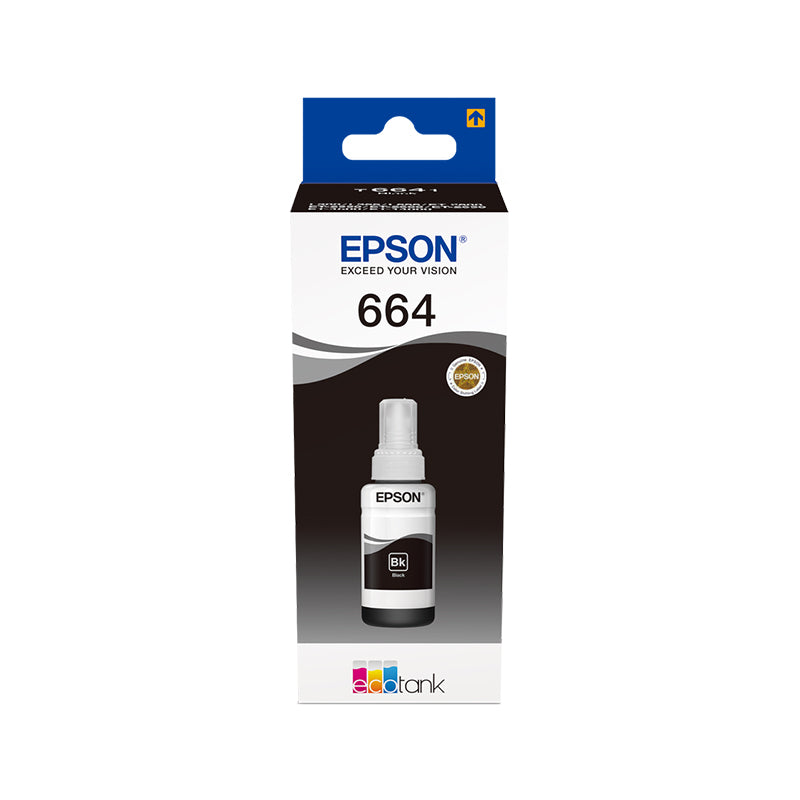 Epson 664 Black (C13T664140)-Cartuccia Originale Per Ecotank