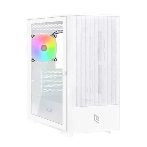 Noua Fobia L111  Case Micro Atx  Bianco  Pannello Laterale In Vetro  Ventola Argb  Supporto Dissipazione A Liquido