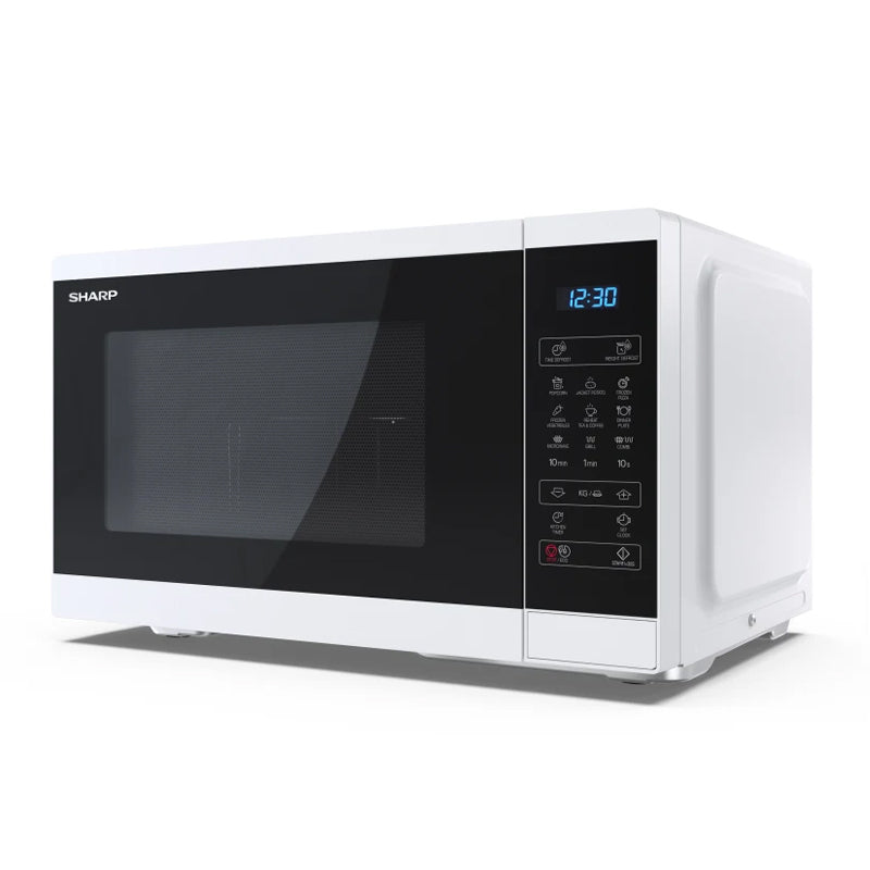Sharp Yc-Mg252Ae-W - Forno A Microonde 25L - 900W - Controllo Digitale - Grill - 11 Livelli Di Potenza - Full White