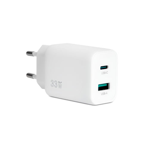Vultech Cc-233Pdcugwh-Caricatore Universale 1 Porta Type-C + 1 Porta Usb Pd33 Qc 3.0 Gan 33W Pps Bianco Dimensioni Compatte