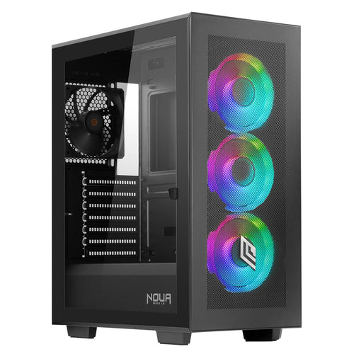 Noua Utopia F501-3 Fan - Case Mid Tower - 4 Ventole Preinstallate Argb - Pannello Ventro Temp. - Dissipazione A Liquido