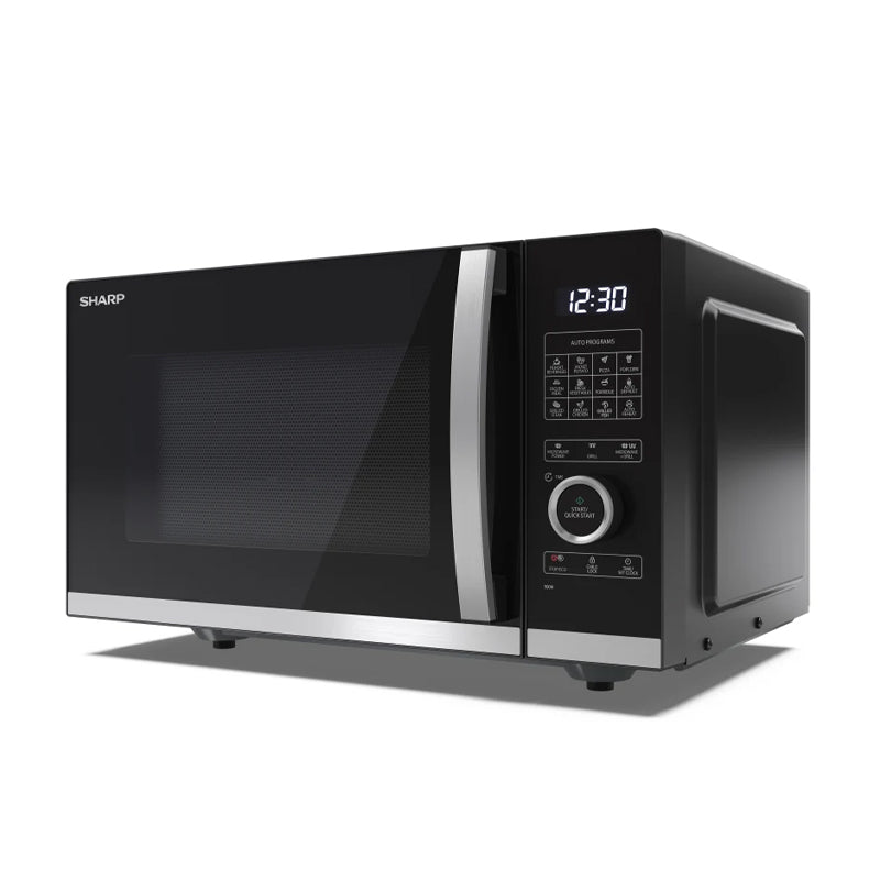 Sharp Yc-Qg254Ae-B - Forno A Microonde 25L - Flatbed - 1000W - Controllo Digitale - 11 Livelli Di Potenza - Black/Silver
