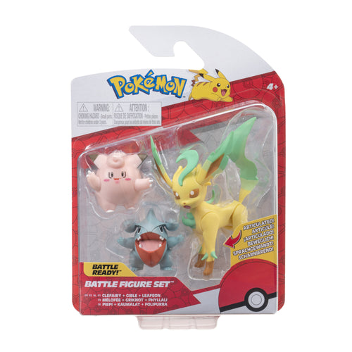PK020202 Rei Toys Pokémon Battle Fig Set 3 personaggi Clefairy, Gible, Leafeon