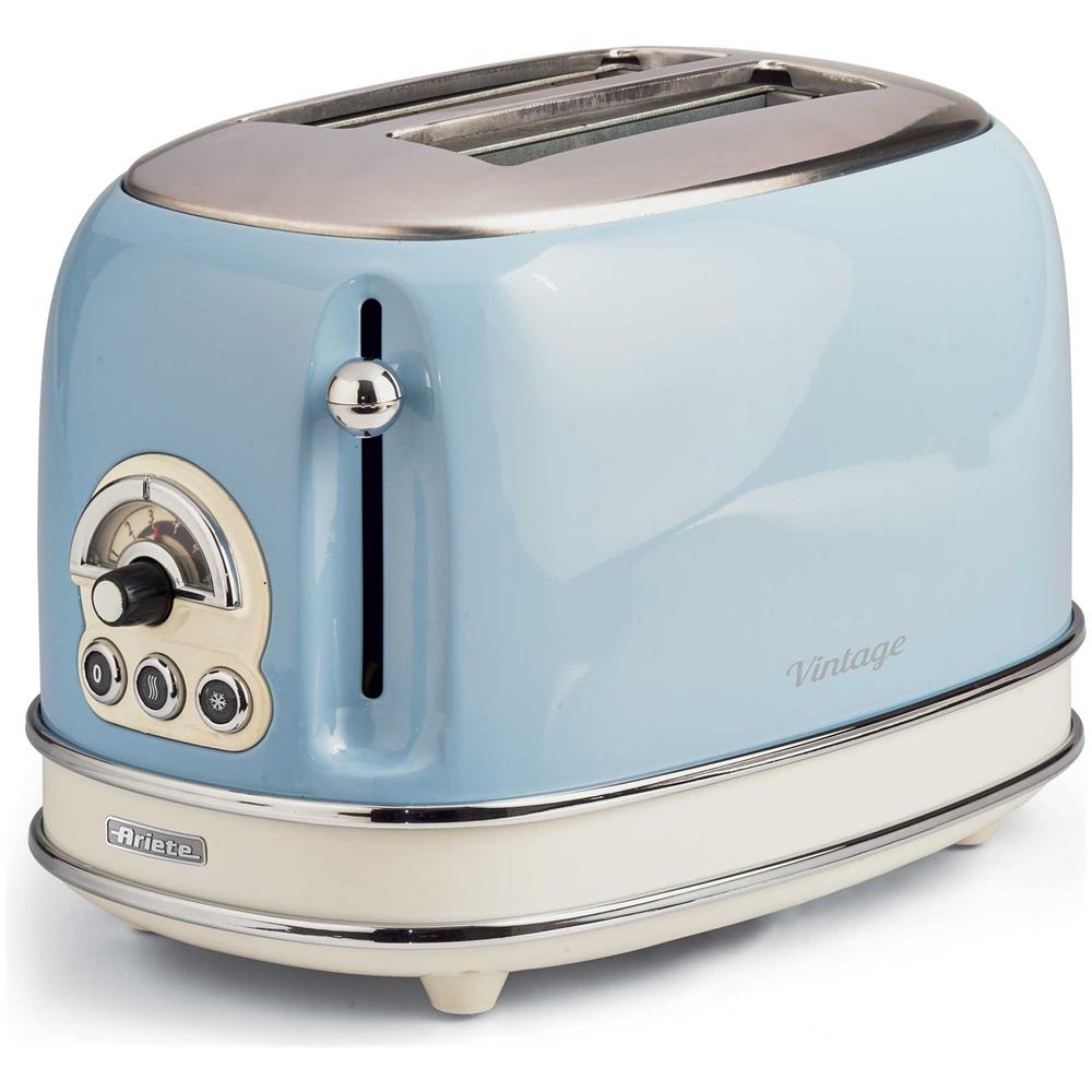 Ariete Toaster Vintage Celeste (0155/05)  Tostapane Elettrico In Metallo  6 Livelli Doratura  Espulsione Automatica  810W