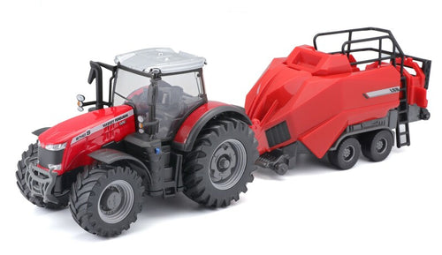 18-31980 Bburago Farmland - Trattore10 cm con rimorchio deluxe - modello casuale