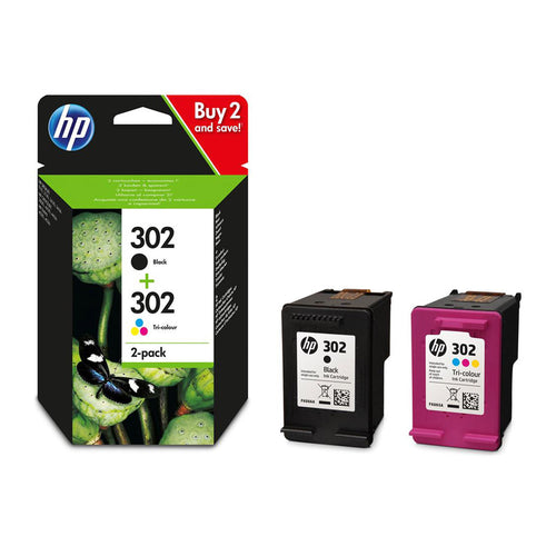 Hp 302 2Pack (X4D37Ae)  Black + Tricolor  Cartuccia Originale