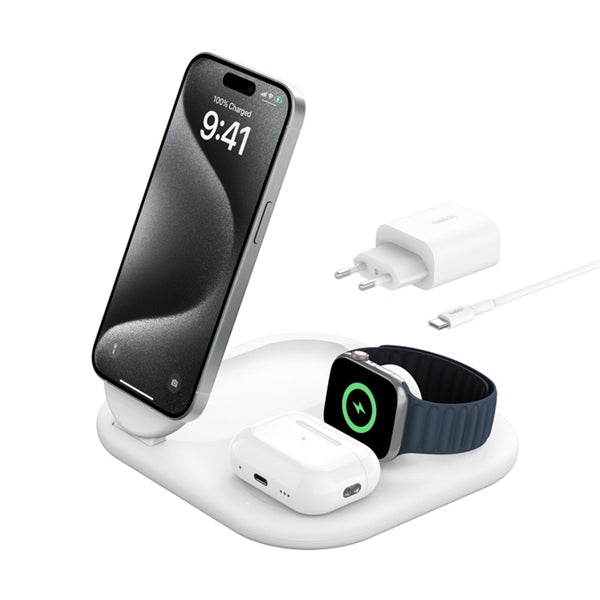 Supporto Di Ricarica Wireless 3In1 15W Qi2 - Bianco