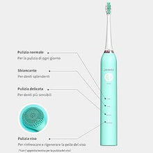 Carica l&#39;immagine nel visualizzatore di Gallery, JIMMY T6 Spazzolino elettrico sonico IPX7, con 4 modalità di uso, testina di ricambio e funzione skincare con testina specifica per viso
